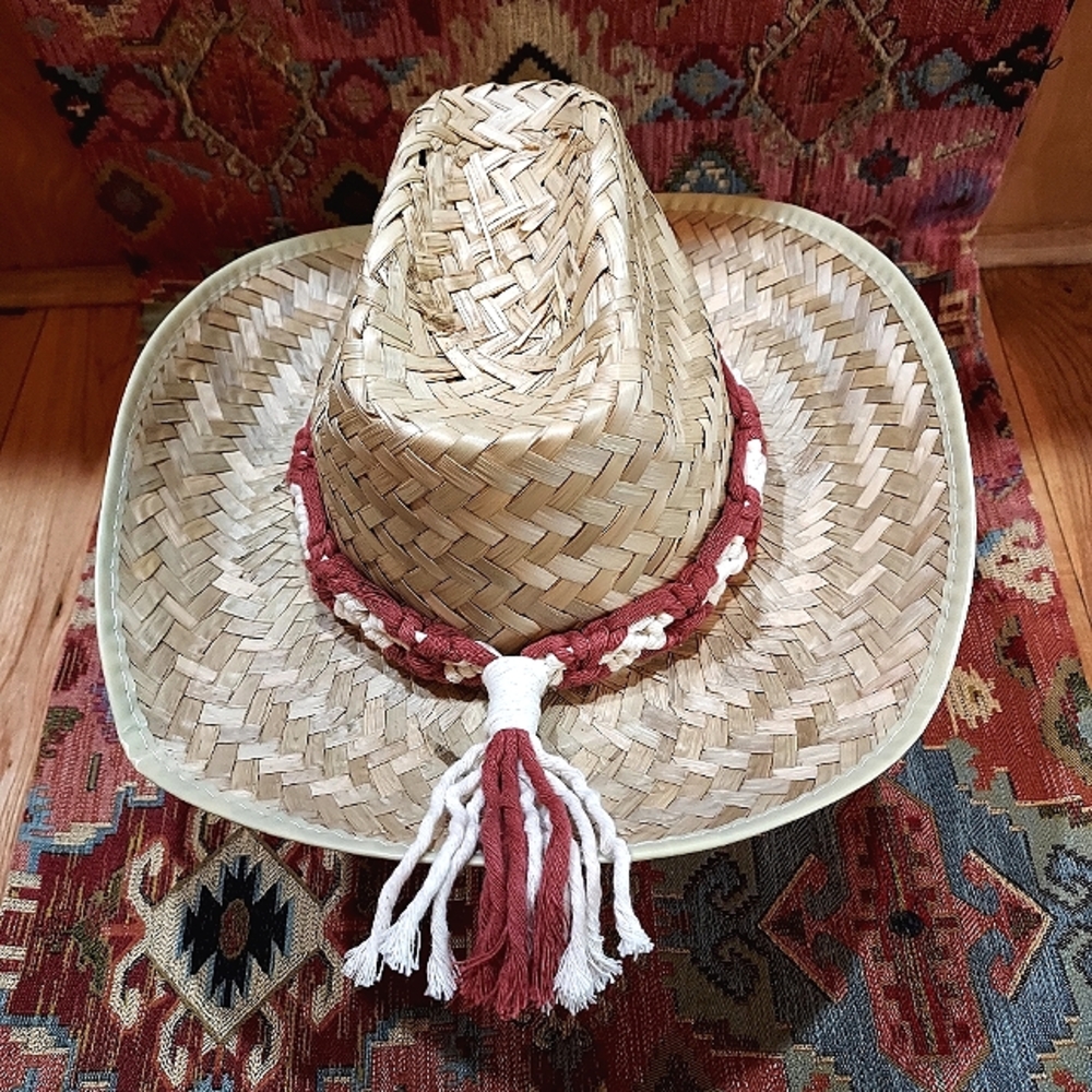 MACRAME Western Straw Hat